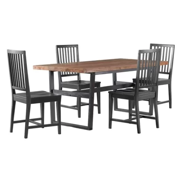 Dining Tables-Kirkland's Home Cedar Wood And Metal Industrial 5-Pc. Dining Set Brown/Black