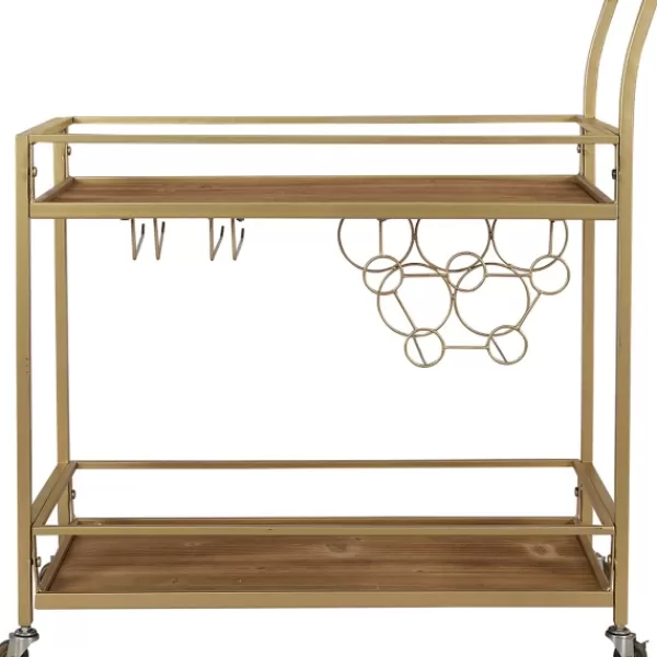 Kitchen Islands & Bar Carts-Kirkland's Home Celeste Gold Metal And Wood Bar Cart