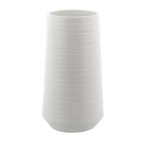 Vases-Kirkland's Home Ceramic Ribbed Vase, 12 In. White