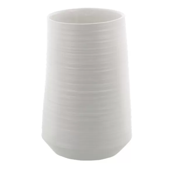 Vases-Kirkland's Home Ceramic Ribbed Vase, 9 In. White