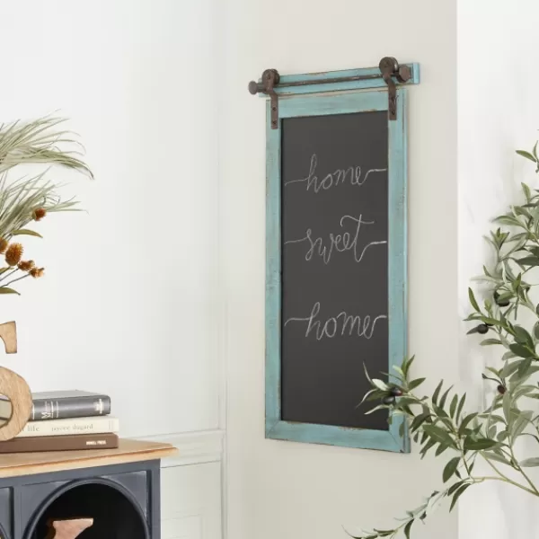 Memo & Chalkboards-Kirkland's Home Cerulean Distressed Blackboard Wall Plaque Blue