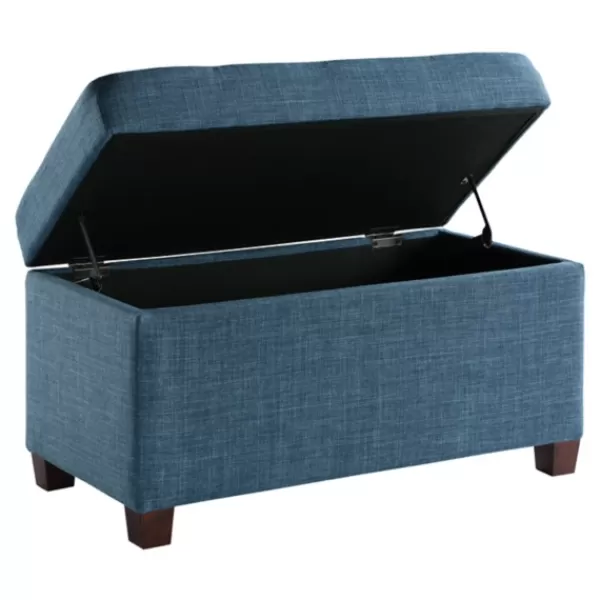 Benches & Ottomans-Kirkland's Home Cerulean Tufted Upholstered Storage Ottoman Blue