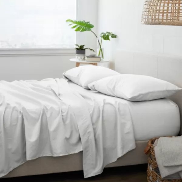 Bed Sheets-Kirkland's Home Chambray 4-Pc. California King Sheet Set White