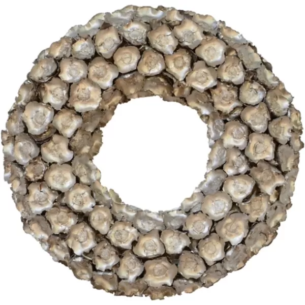 Wreaths-Kirkland's Home Champagne Dried Coco Flower Wreath, 20 In. Silver