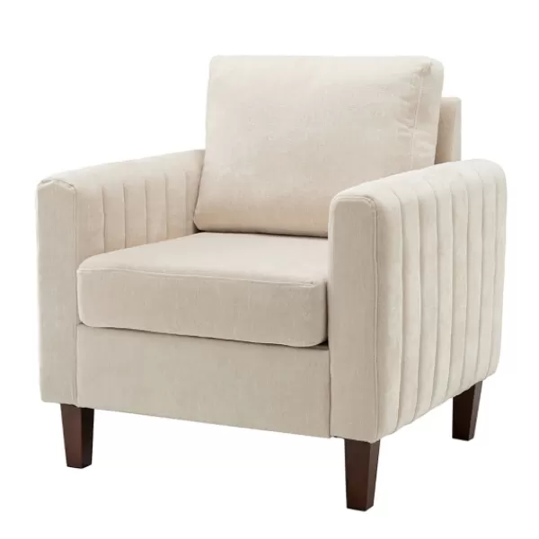 Accent Chairs-Kirkland's Home Channel Tufted Velvet Club Accent Chair Ivory