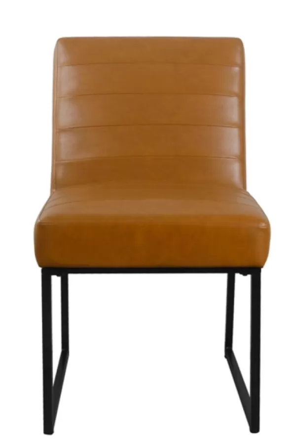 Dining Chairs-Kirkland's Home Channeled Carmel Leather Dining Chair Brown