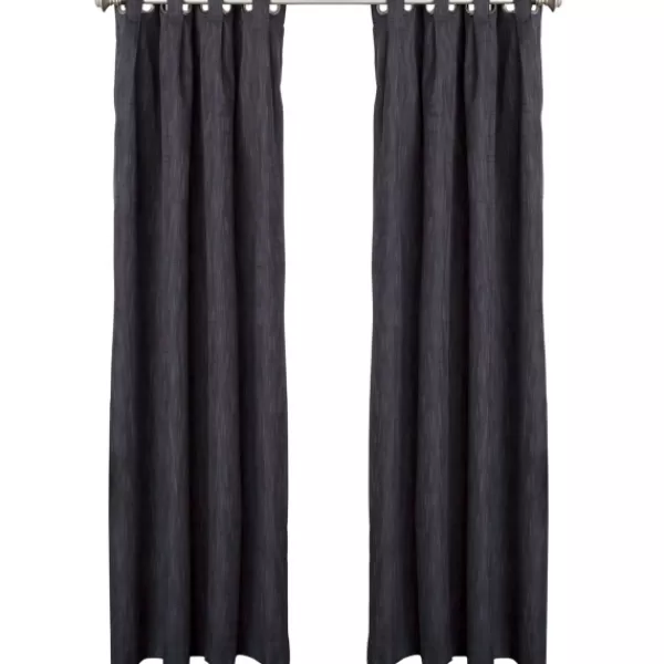 Curtains & Drapes-Kirkland's Home Charcoal Box Pleated Single Curtain Panel, 84 In. Black