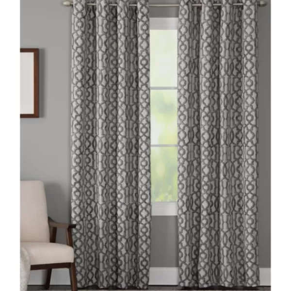 Curtains & Drapes-Kirkland's Home Charcoal Chenille Single Curtain Panel, 84 In. Gray