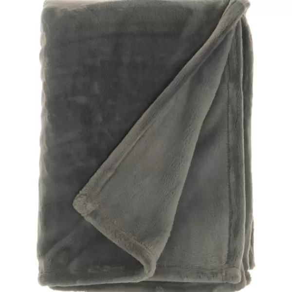 Blankets & Throws-Kirkland's Home Charcoal Faux Sheared Mink Throw Gray