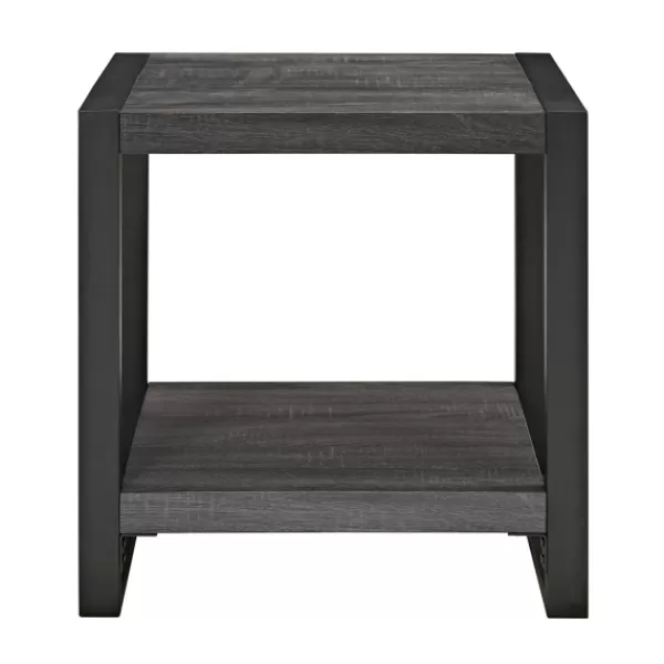 Accent & End Tables-Kirkland's Home Charcoal Industrial Metal And Wood Accent Table Gray