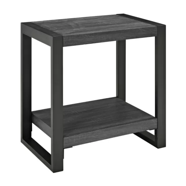 Accent & End Tables-Kirkland's Home Charcoal Industrial Metal And Wood Accent Table Gray