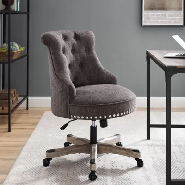 Office Furniture-Kirkland's Home Charcoal Miller Tufted Office Chair Gray