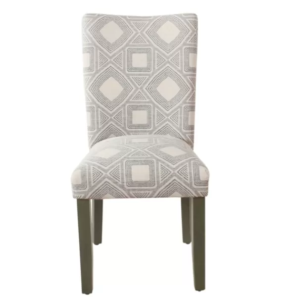 Dining Chairs-Kirkland's Home Charcoal Square Highback Dining Chairs, Set Of 2 Gray/Ivory