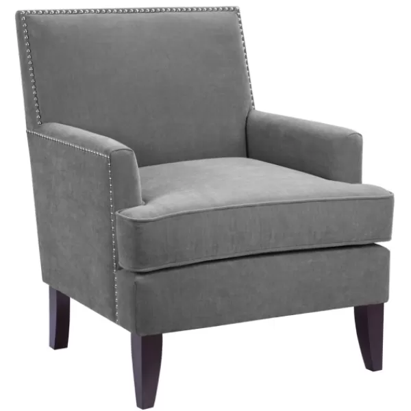 Accent Chairs-Kirkland's Home Charlie Track Arm Club Accent Chair Gray