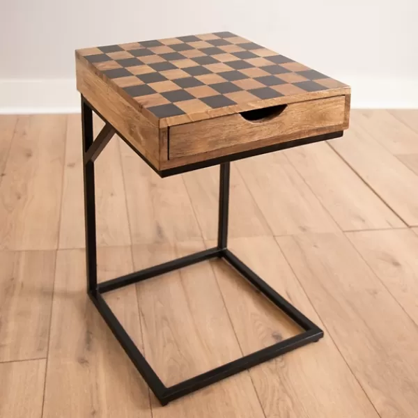 Accent & End Tables-Kirkland's Home Checkerboard C-Table Brown/Black