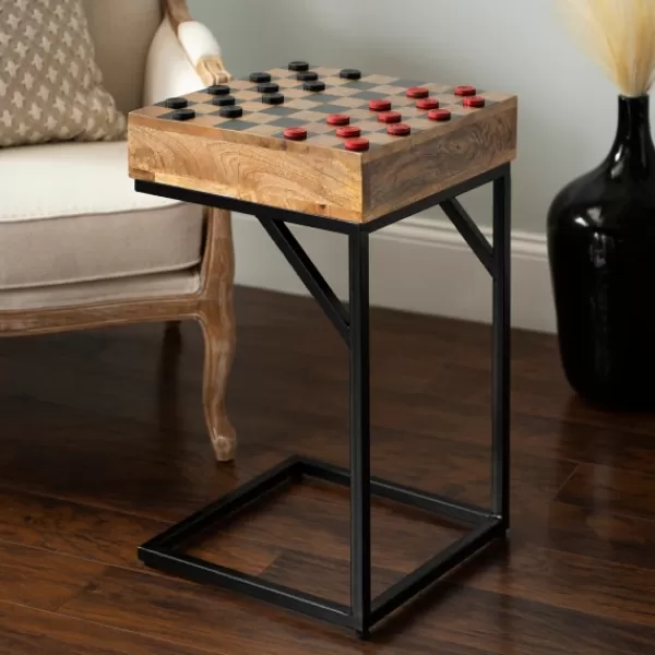 Accent & End Tables-Kirkland's Home Checkerboard C-Table Brown/Black