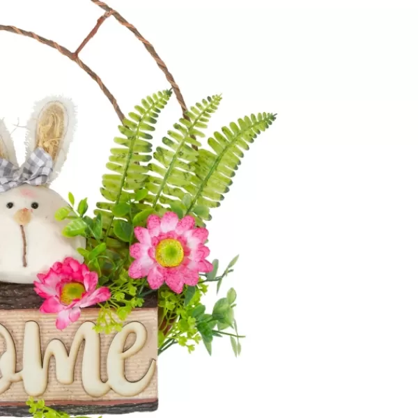 Wreaths-Kirkland's Home Cheerful Bunny Welcome Easter Wreath White/Green/Pink