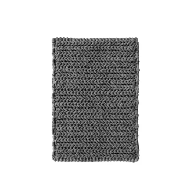 Bathroom Rugs-Kirkland's Home Chenille Chain Stitched Bath Mat, 30 In. Black