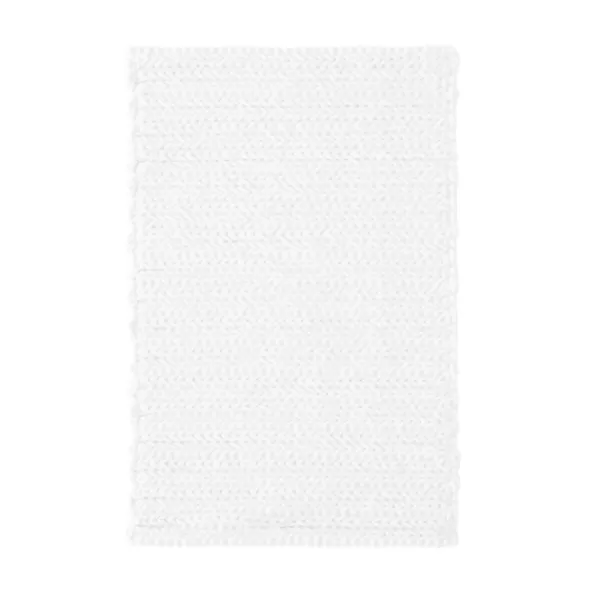 Bathroom Rugs-Kirkland's Home Chenille Chain Stitched Bath Mat, 40 In. White