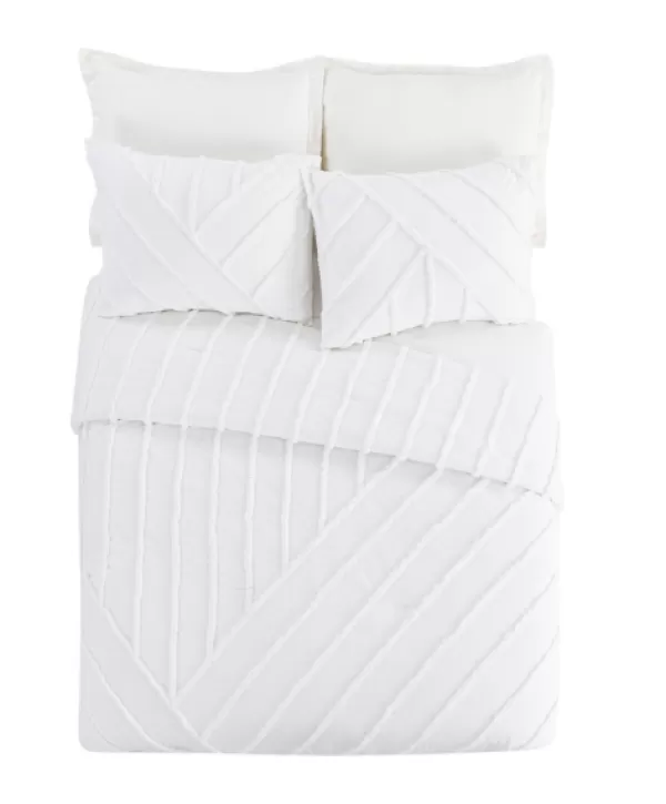 Comforters-Kirkland's Home Chenille Chevron 3-Pc. King Comforter Set White