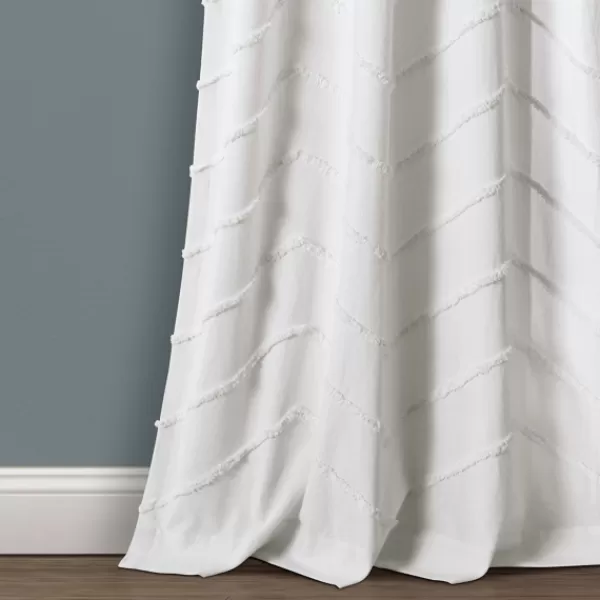 Curtains & Drapes-Kirkland's Home Chenille Chevron Curtain Panel Set, 84 In. White