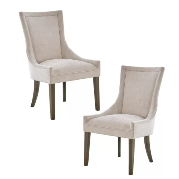 Dining Chairs-Kirkland's Home Chenille Curved Back Dining Chairs, Set Of 2 Ivory