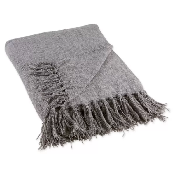 Blankets & Throws-Kirkland's Home Chenille Fringe Throw Gray