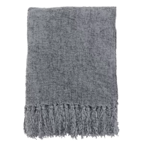 Blankets & Throws-Kirkland's Home Chenille Throw With Fringe Gray