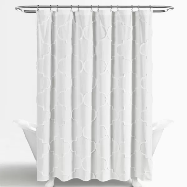 Shower Curtains-Kirkland's Home Chenille Trellis Shower Curtain White