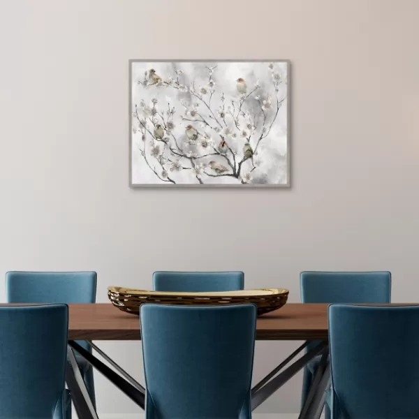 Canvas Art-Kirkland's Home Cherry Blossom Birds Framed Canvas Art Print Green/Red/White