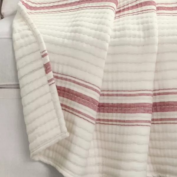 Blankets & Throws-Kirkland's Home Cherry Red Pick Stitch Stripe Decorative Throw Red/White
