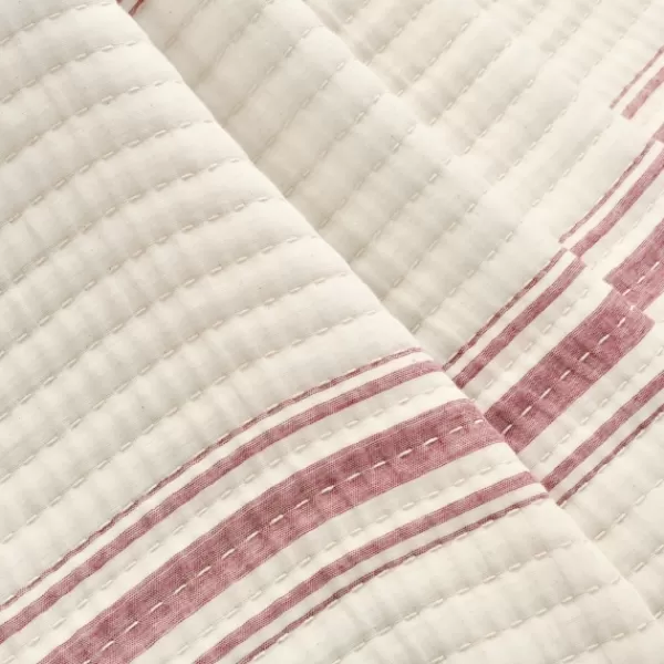 Blankets & Throws-Kirkland's Home Cherry Red Pick Stitch Stripe Decorative Throw Red/White