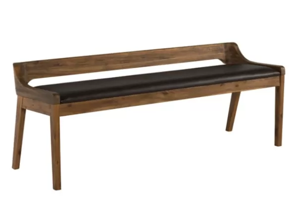 Benches & Ottomans-Kirkland's Home Chestnut Acacia Wood Cushioned Bench Brown