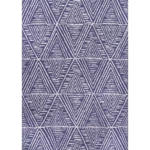 Outdoor Rugs-Kirkland's Home Chevron Indoor/Outdoor Area Rug, 5X8 Blue