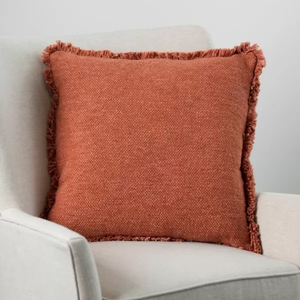 Pillows-Kirkland's Home Chili Kaia Textured Fringe Pillow Orange