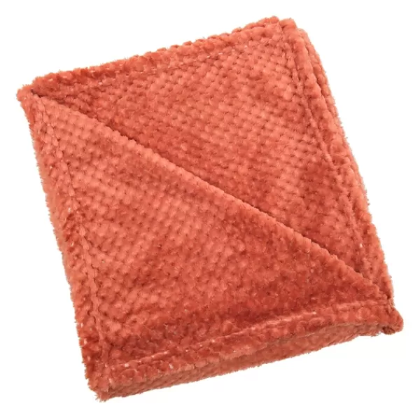 Blankets & Throws-Kirkland's Home Chili Red Heavenly Bubble Throw Orange