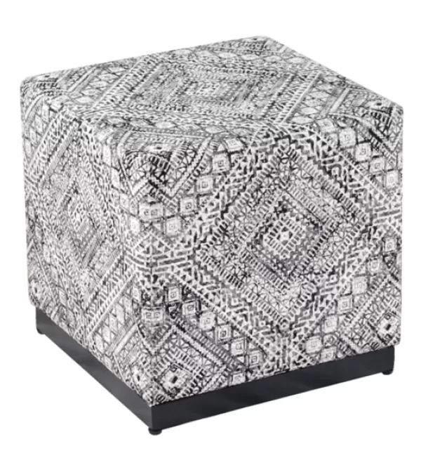 Benches & Ottomans-Kirkland's Home Chinle Velvet Cube Ottoman Black/White