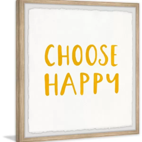 Wall Quotes & Signs-Kirkland's Home Choose Happy Framed Wall Plaque White/Yellow