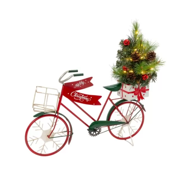 Statues & Figurines-Kirkland's Home Christmas Bicycle With Pre-Lit Tree Red/Green