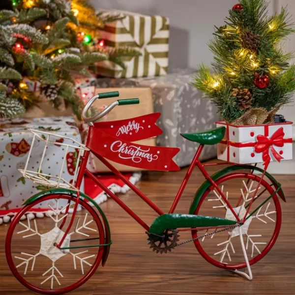 Statues & Figurines-Kirkland's Home Christmas Bicycle With Pre-Lit Tree Red/Green