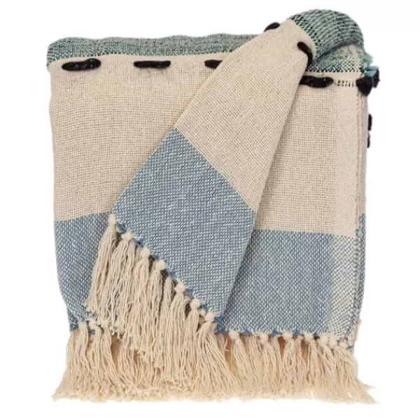 Blankets & Throws-Kirkland's Home Chunky Stitch Cotton Throw Blue