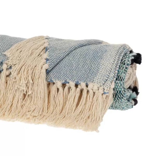 Blankets & Throws-Kirkland's Home Chunky Stitch Cotton Throw Blue