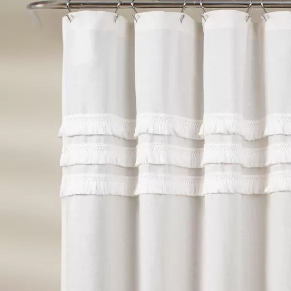 Shower Curtains-Kirkland's Home Ciel Tassel Shower Curtain White