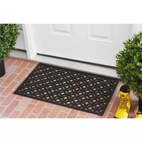 Doormats-Kirkland's Home Circles Rubber Doormat Black