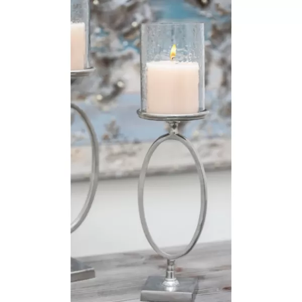 Candle Holders-Kirkland's Home Circular Center Hurricane Candle Holder Black