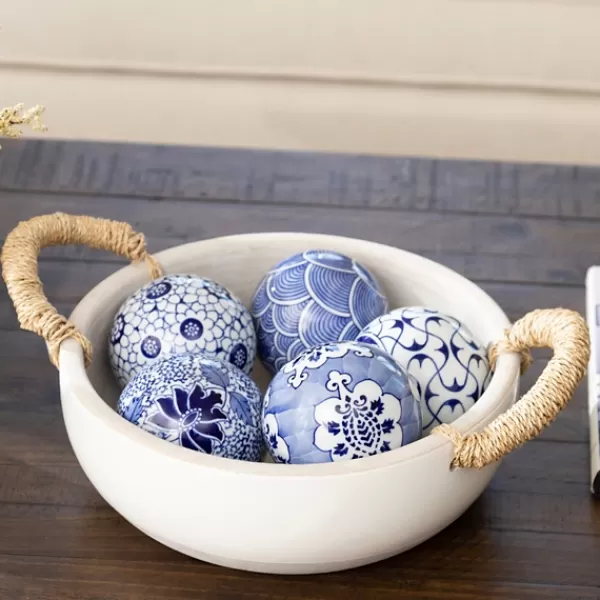 Decorative Bowls & Jars-Kirkland's Home Clay Bowl With Rope Handles White/Gray