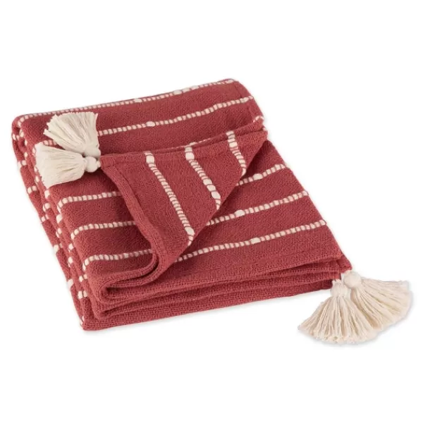 Blankets & Throws-Kirkland's Home Clayoff Slub Stripe Decorative Throw Red