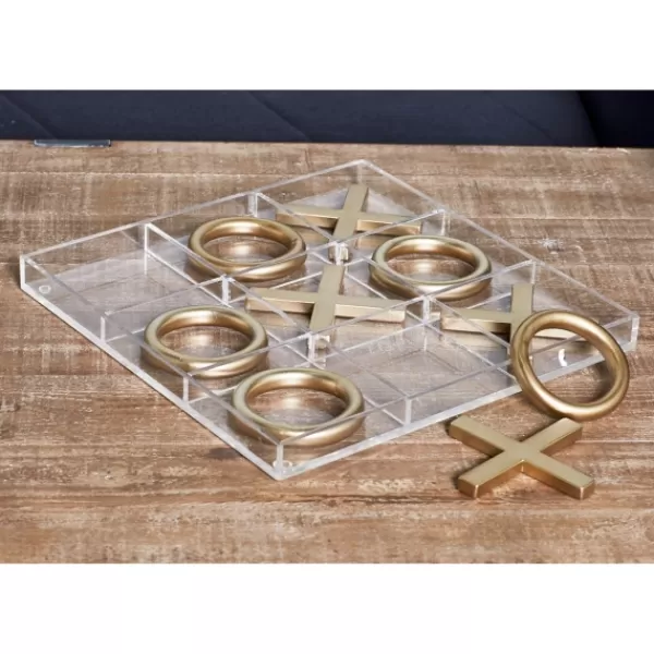 Decorative Accents-Kirkland's Home Clear And Gold Tic Tac Toe Board