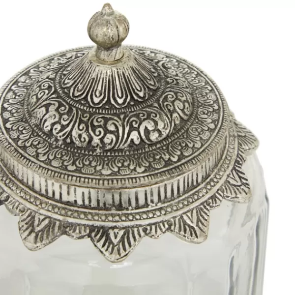 Decorative Bowls & Jars-Kirkland's Home Clear Glass Jars With Decorative Lids, Set Of 3 Clear/Silver
