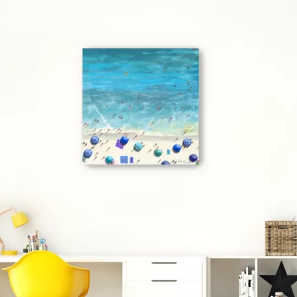 Canvas Art-Kirkland's Home Cobalt Aerial Beach Canvas Art Print Blue/Ivory/Multi